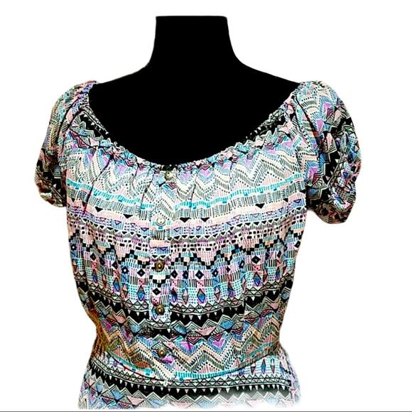New Heartsoul Multicolored peasant top dress Medium - Picture 1 of 8